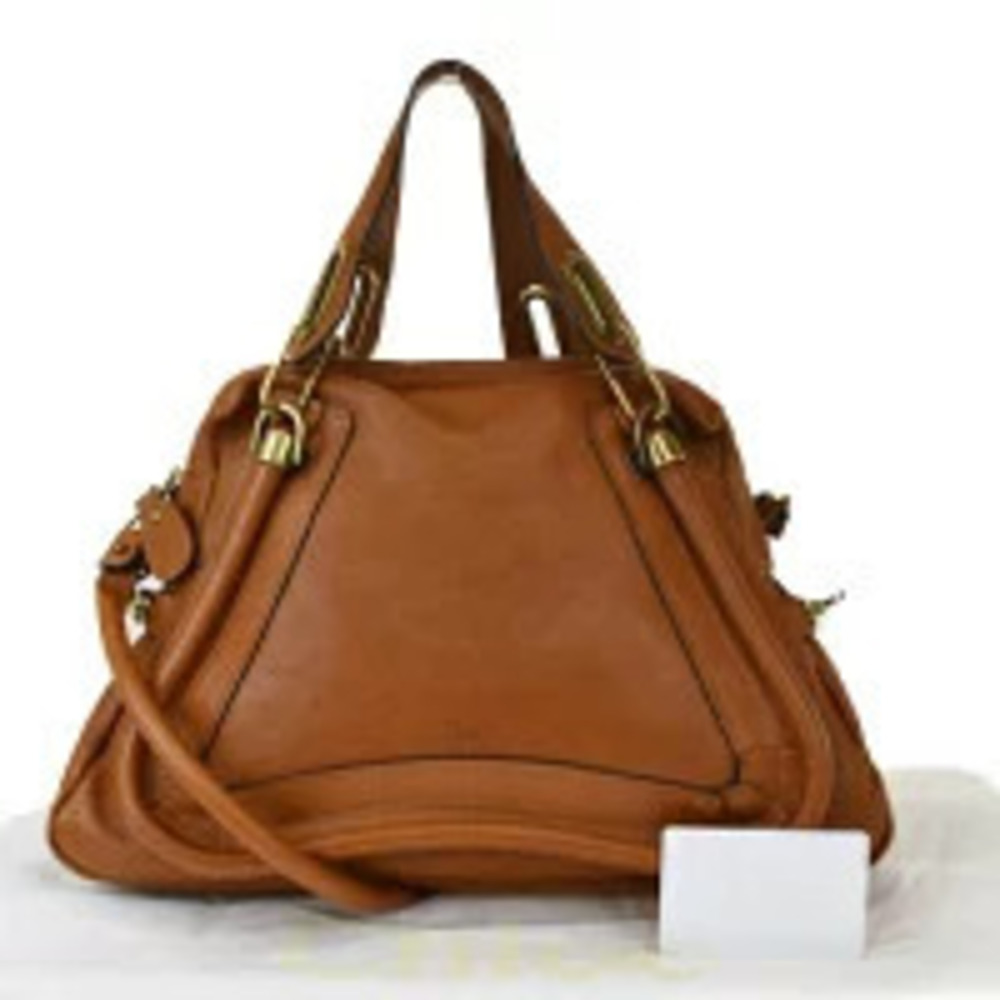 Chloe Paraty Handbag Shoulder Bag Brown Leather